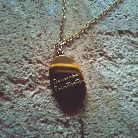 3/ $25 December Poinsettia Golden Necklace - Picture 2 of 5